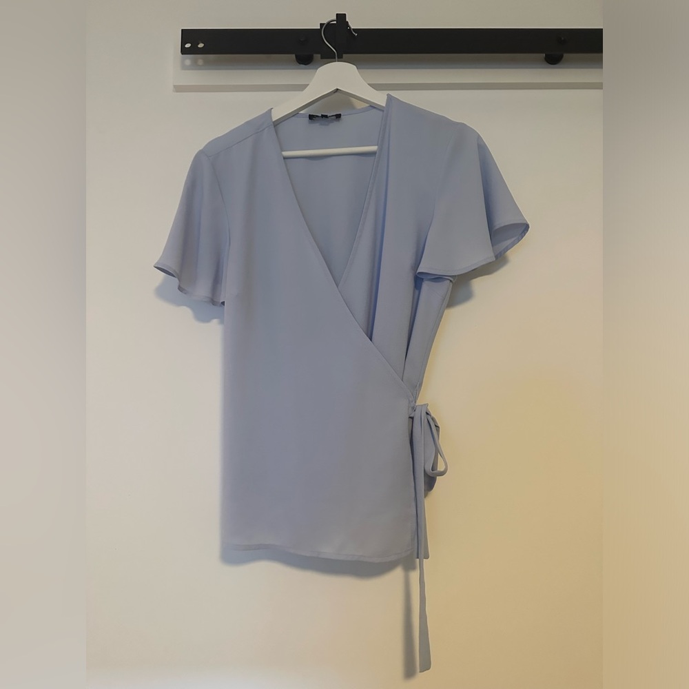 Baby Blue Wrap Blouse